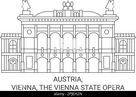 Austria, Vienna, l'Opera di Stato di Vienna viaggio punto di riferimento vettore illustrazione Illustrazione Vettoriale