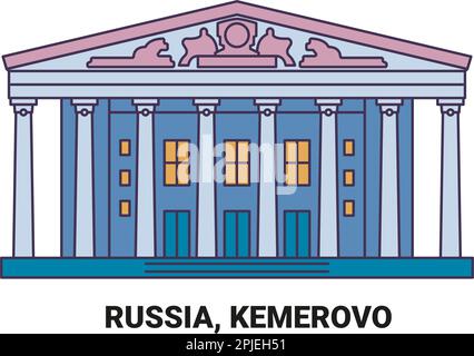 Russia, Kemerovo, disegno vettoriale di riferimento di viaggio Illustrazione Vettoriale