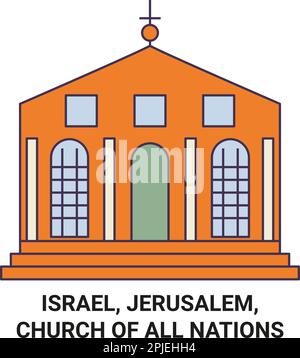 Israele, Gerusalemme, Chiesa di tutte le Nazioni viaggio punto di riferimento vettore illustrazione Illustrazione Vettoriale