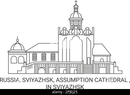 Russia, Sviyazhsk, Cattedrale dell'Assunzione , in Sviyazhsk viaggio punto di riferimento vettore illustrazione Illustrazione Vettoriale