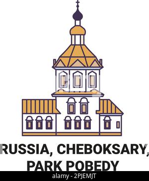 Russia, Cheboksary, Park Pobody viaggio punto di riferimento vettore illustrazione Illustrazione Vettoriale