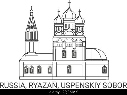 Russia, Ryazan, Uspenskiy Sobor, disegno vettoriale di riferimento di viaggio Illustrazione Vettoriale