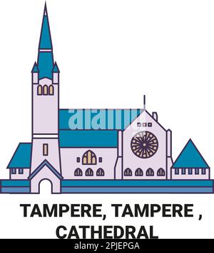 Finlandia, Tampere, Tampere , disegno vettoriale di riferimento del viaggio della Cattedrale Illustrazione Vettoriale