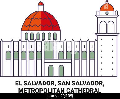El Salvador, San Salvador, Metropolitan Cathedral viaggio punto di riferimento vettoriale illustrazione Illustrazione Vettoriale