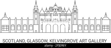 Scotland, Glasgow, Kelvingrove Art Gallery, viaggio punto di riferimento vettore illustrazione Illustrazione Vettoriale