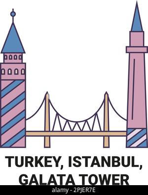 Turchia, Istanbul, Torre Galata viaggio punto di riferimento vettore illustrazione Illustrazione Vettoriale