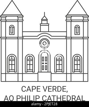 Capo Verde, Sao Philip Cathedral viaggio punto di riferimento vettoriale illustrazione Illustrazione Vettoriale