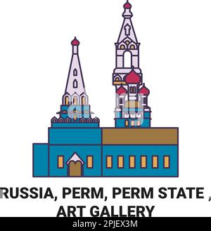 Russia, Perm, Perm state, Art Gallery viaggio punto di riferimento vettoriale illustrazione Illustrazione Vettoriale