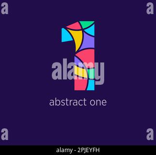Icona del logo numero uno astratto moderno. Transizioni di colore uniche nel design. Modello colorato a 1 numeri. vettore. Illustrazione Vettoriale