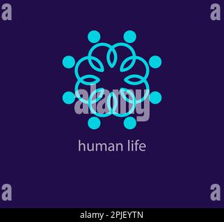 Esclusivo logo della vita umana. Design di colore moderno. Modello creativo di logo umano. vettore. Illustrazione Vettoriale