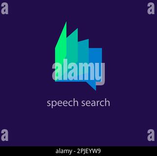 Logo di ricerca vocale. Transizioni di colore uniche. Modello del logo delle foglie del libro. vettore Illustrazione Vettoriale