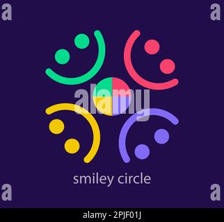 Moderno logo smiley. Transizioni di colore uniche nel design. Faccia allegra, modello logo felice. vettore. Illustrazione Vettoriale