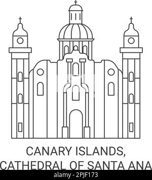 Spagna, Isole Canarie, Cattedrale di Santa Ana viaggio punto di riferimento vettoriale illustrazione Illustrazione Vettoriale