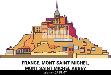 Francia, Montsaintmichel, Mont Saint Michel Abbey viaggio punto di riferimento vettoriale illustrazione Illustrazione Vettoriale