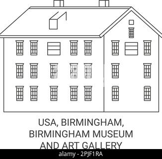 USA, Birmingham, Birmingham Museum e Art Gallery viaggio punto di riferimento vettoriale illustrazione Illustrazione Vettoriale