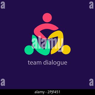 Moderno logo di lavoro per la comunicazione di gruppo. Transizioni di colore uniche. Modello logo della collezione di idee umane. vettore. Illustrazione Vettoriale