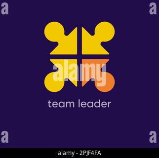 Logo umano del team leader. Transizioni di colore uniche nel design. Modello logo leader e imprenditore. vettore. Illustrazione Vettoriale