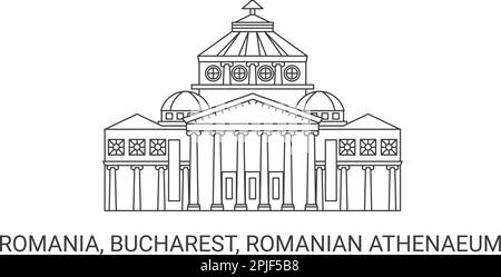 Romania, Bucarest, Ateneo Rumeno, viaggio punto di riferimento vettore illustrazione Illustrazione Vettoriale