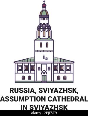 Russia, Sviyazhsk, Cattedrale dell'Assunzione a Sviyazhsk viaggio punto di riferimento vettore illustrazione Illustrazione Vettoriale