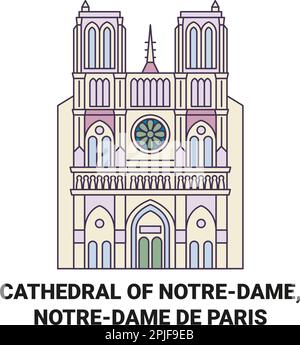 Francia, Cattedrale di Notredame, Notredame De Paris viaggio punto di riferimento vettoriale illustrazione Illustrazione Vettoriale