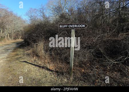 Cartello Trail, Montauk state Park, Long Island, New York Foto Stock