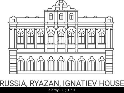 Russia, Ryazan, Ignatiev House, viaggio punto di riferimento vettore illustrazione Illustrazione Vettoriale