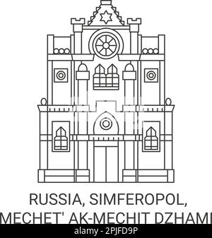 Russia, Simferopol, Mechet' AkMechit Dzhami viaggio punto di riferimento vettore illustrazione Illustrazione Vettoriale