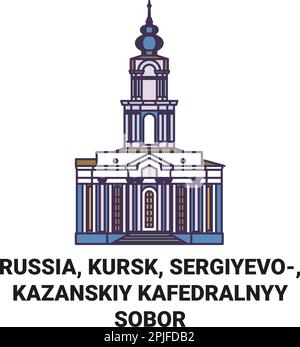 Russia, Kursk, Sergiyevo, Kazanskiy Kafedralnyy Sobor viaggio punto di riferimento vettore illustrazione Illustrazione Vettoriale