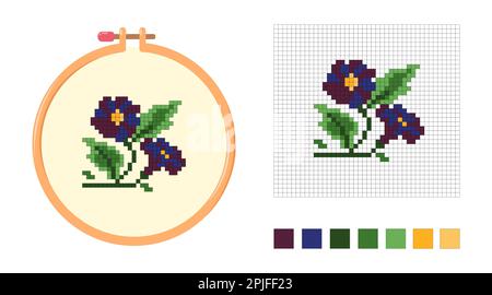 Fiore a punto croce. Motivo per ricami floreali Illustrazione Vettoriale