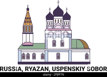 Russia, Ryazan, Uspenskiy Sobor, disegno vettoriale di riferimento di viaggio Illustrazione Vettoriale