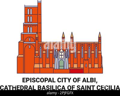 Francia, Città Episcopale di Albi, Cattedrale Basilica di Santa Cecilia viaggio punto di riferimento vettoriale illustrazione Illustrazione Vettoriale