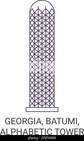 Georgia, Batumi, Alphabetic Tower viaggio punto di riferimento vettoriale illustrazione Illustrazione Vettoriale