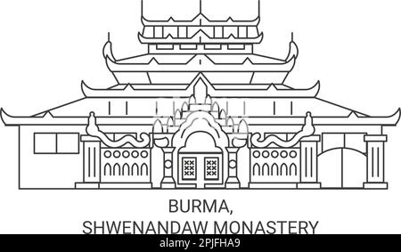 Burma, Monastero di Shwenandaw viaggio punto di riferimento vettore illustrazione Illustrazione Vettoriale