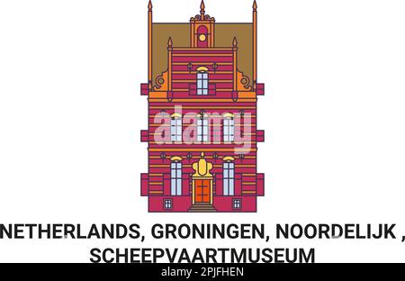 Olanda, Groningen, Noordelijk , Scheepvaartmuseum viaggio punto di riferimento illustrazione vettoriale Illustrazione Vettoriale