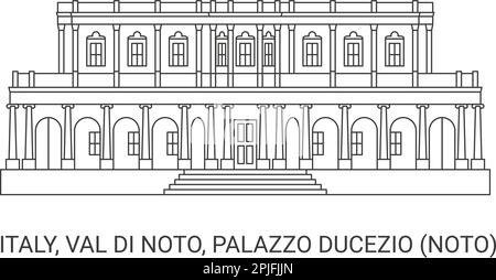 Italia, Val di noto, Palazzo Ducezio noto, viaggio punto di riferimento vettoriale illustrazione Illustrazione Vettoriale