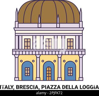 Italia, Brescia, Piazza della Loggia viaggio punto di riferimento vettoriale Illustrazione Vettoriale