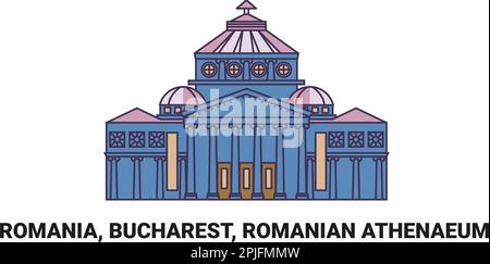 Romania, Bucarest, Ateneo Rumeno, viaggio punto di riferimento vettore illustrazione Illustrazione Vettoriale