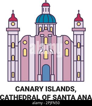 Spagna, Isole Canarie, Cattedrale di Santa Ana viaggio punto di riferimento vettoriale illustrazione Illustrazione Vettoriale