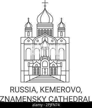 Russia, Kemerovo, Cattedrale di Znamensky viaggio punto di riferimento vettoriale illustrazione Illustrazione Vettoriale