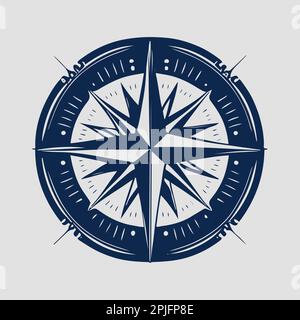 illustrazione del vettore di rosa del vento della bussola. illustratore vettoriale di rosa del vento. bussola vintage. Illustrazione Vettoriale