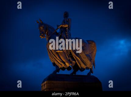 Statua di Robert Bruce a Bannockburn Foto Stock