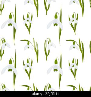 Motivo primavera fiori Snowdrop senza cuciture Illustrazione Vettoriale