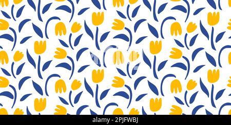 Bella tulipani Fiori modello senza cuciture floreali Illustrazione Vettoriale