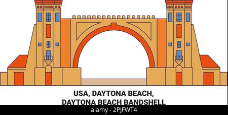 USA, Daytona Beach, Daytona Beach Bandshell viaggio punto di riferimento vettore illustrazione Illustrazione Vettoriale