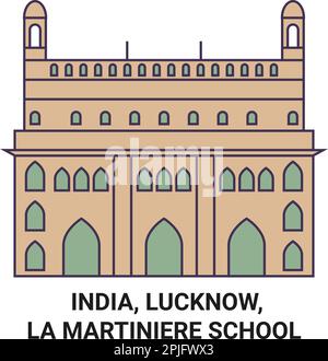 India, Lucknow, la Martiniere Scuola viaggio punto di riferimento vettore illustrazione Illustrazione Vettoriale