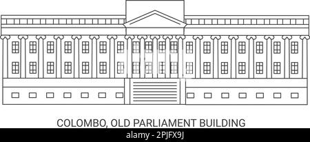 Sri Lanka, Colombo, Vecchio edificio del Parlamento, viaggio punto di riferimento vettore illustrazione Illustrazione Vettoriale