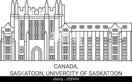 Canada, Saskatoon, Univercity of Saskatoon viaggio punto di riferimento vettore illustrazione Illustrazione Vettoriale