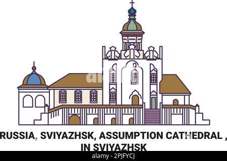 Russia, Sviyazhsk, Cattedrale dell'Assunzione , in Sviyazhsk viaggio punto di riferimento vettore illustrazione Illustrazione Vettoriale