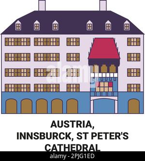 Austria, Innsburck, Cattedrale di San Pietro viaggio punto di riferimento vettoriale illustrazione Illustrazione Vettoriale