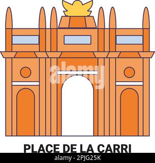 Francia, Place De la Carri viaggio punto di riferimento vettoriale illustrazione Illustrazione Vettoriale